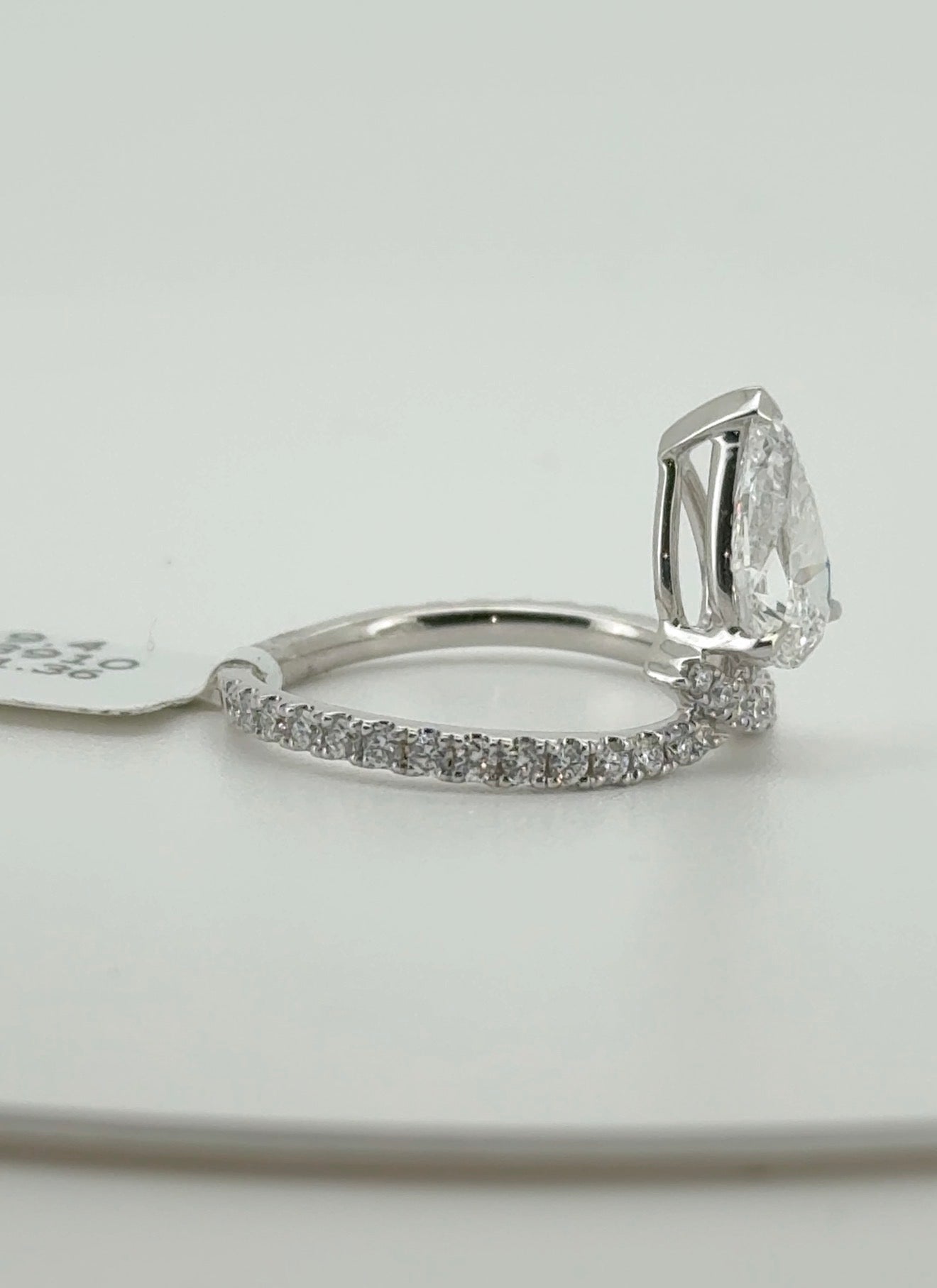 1.36ct Pear D VVS2 Lab Diamond 14kt White Gold Ring SA5388R-9.4x6