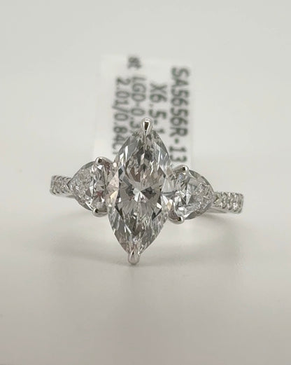 2.01ct Marquise E VVS2 Lab Diamond 14kt White Gold Ring SA5656R-13.3x6.5-1