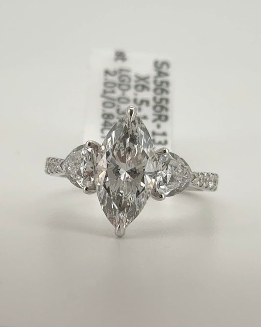 2.01ct Marquise E VVS2 Lab Diamond 14kt White Gold Ring SA5656R-13.3x6.5-1