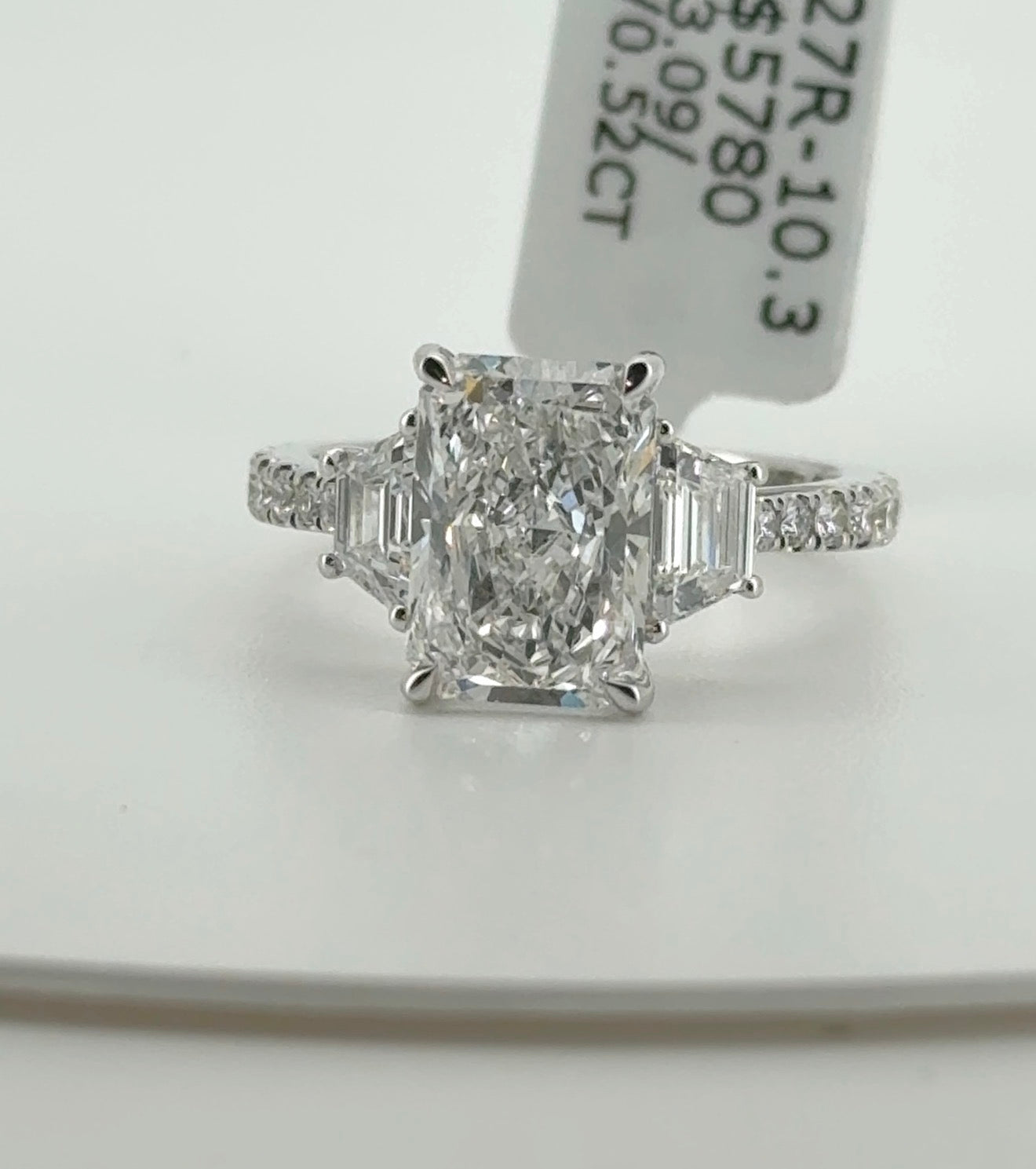 3.09ct Radiant E VS1 Lab Diamond 14kt White Gold Ring SA5627R-10.3x7