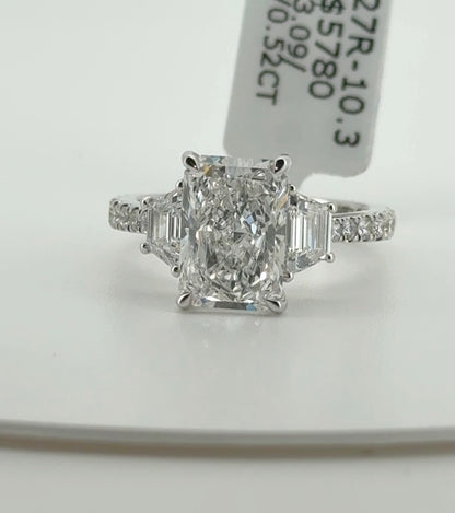 3.09ct Radiant E VS1 Lab Diamond 14kt White Gold Ring SA5627R-10.3x7
