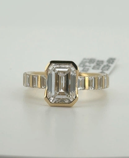 2.51ct Emerald D VS1 Lab Diamond 14kt Yellow Gold Ring RGF-623-4