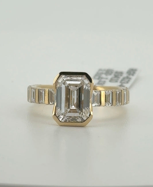2.51ct Emerald D VS1 Lab Diamond 14kt Yellow Gold Ring RGF-623-4