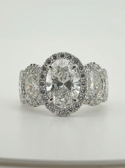 3.01ct Oval E VVS2 Lab Diamond 14kt White Gold Ring RGF-675