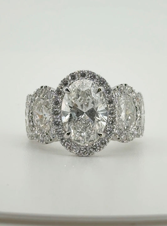3.01ct Oval E VVS2 Lab Diamond 14kt White Gold Ring RGF-675