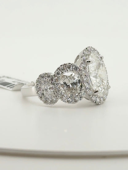 3.01ct Oval E VVS2 Lab Diamond 14kt White Gold Ring RGF-675