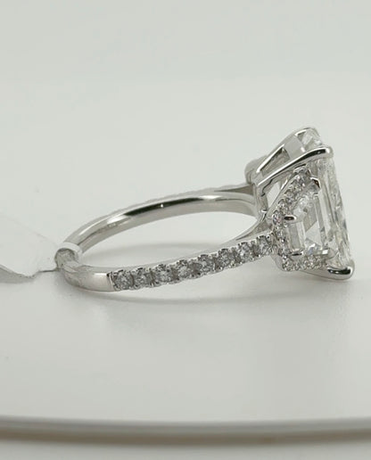 5.04ct Cushion E VVS2 Lab Diamond 14kt White Gold Ring RGF-342-3