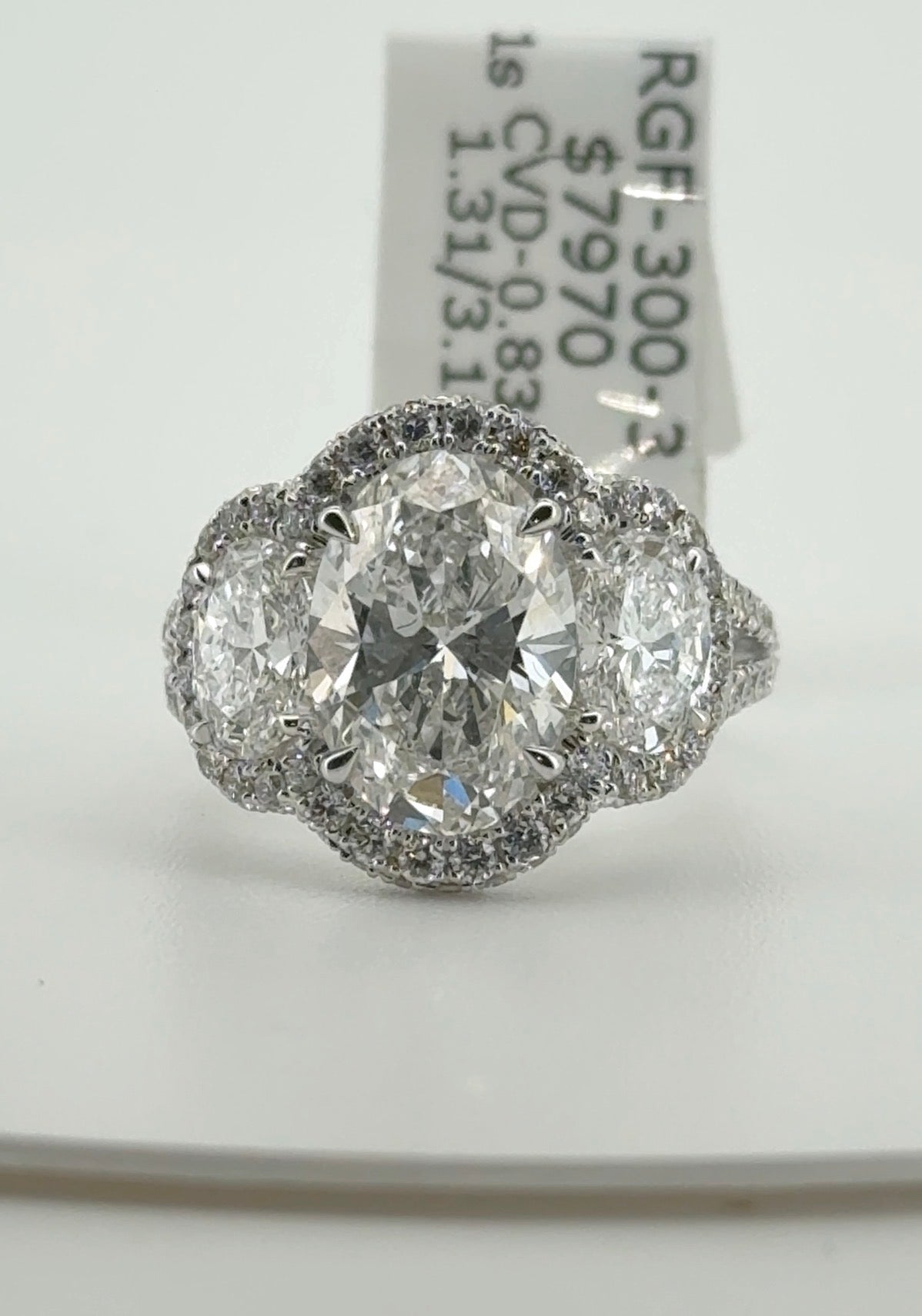 3.01ct Oval E VS1 Lab Diamond 14kt White Gold Ring RGF-300-3
