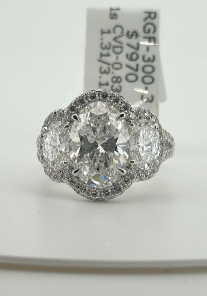 3.01ct Oval E VS1 Lab Diamond 14kt White Gold Ring RGF-300-3