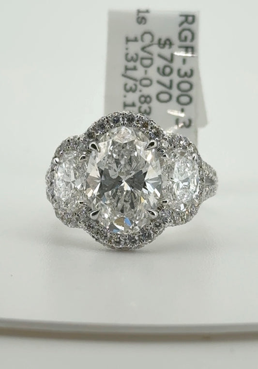 3.01ct Oval E VS1 Lab Diamond 14kt White Gold Ring RGF-300-3