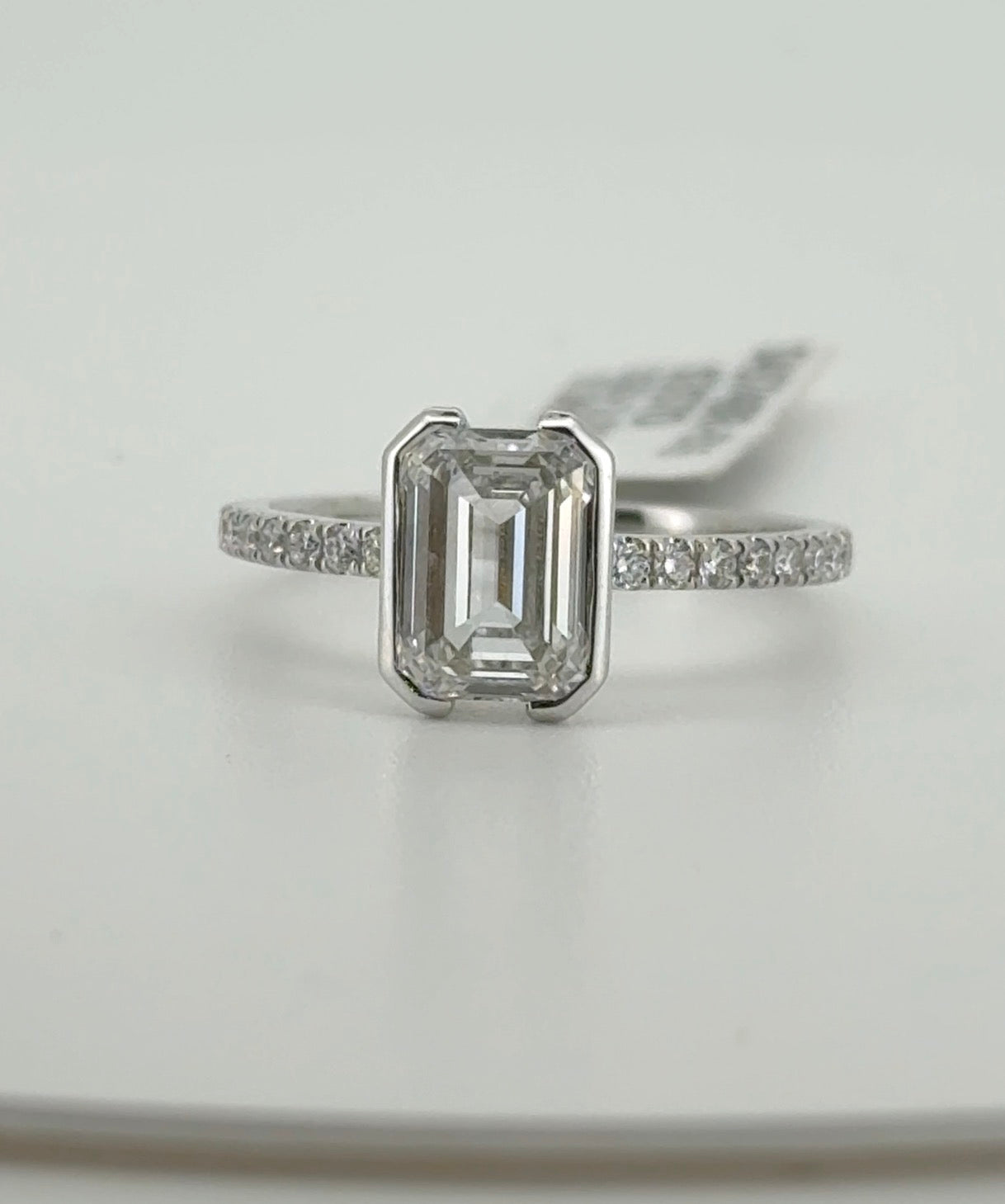 2.01ct Emerald D VVS2 Lab Diamond 14kt White Gold Ring SA5748R-8x6