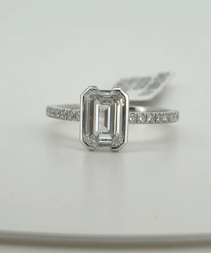 2.01ct Emerald D VVS2 Lab Diamond 14kt White Gold Ring SA5748R-8x6