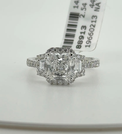 2.02ct Square Radiant D VS1 Lab Diamond 14kt White Gold Ring RGF-369-2