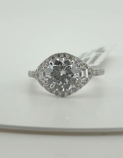 2.00ct Round E VS1 Ideal Cut Lab Diamond 14kt White Gold Ring RGF-584-1