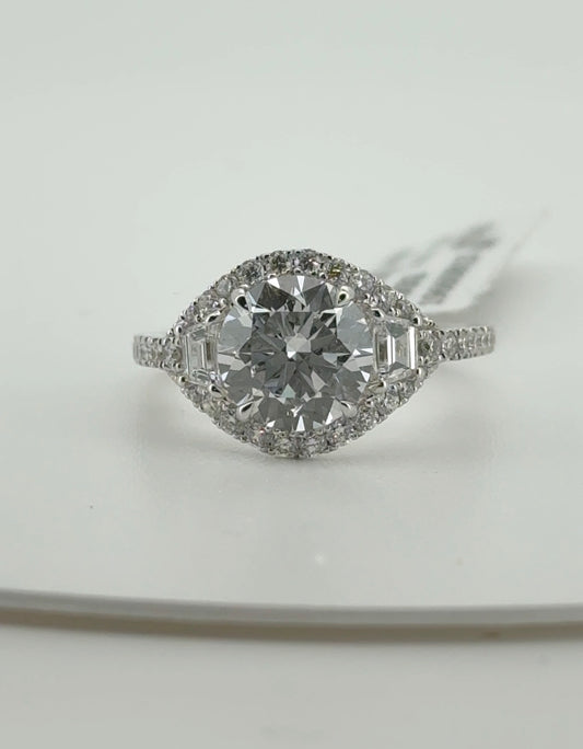 2.00ct Round E VS1 Ideal Cut Lab Diamond 14kt White Gold Ring RGF-584-1