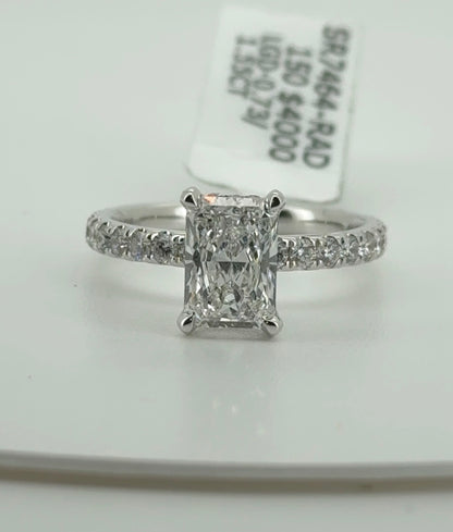 1.55ct Radiant E VVS2 Lab Diamond 14kt White Gold Ring SR7464-RAD150