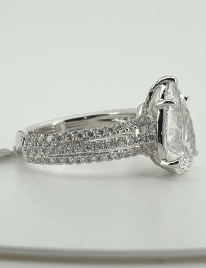 3.02ct Pear E VVS2 Lab Diamond 14kt White Gold Ring RGF-685