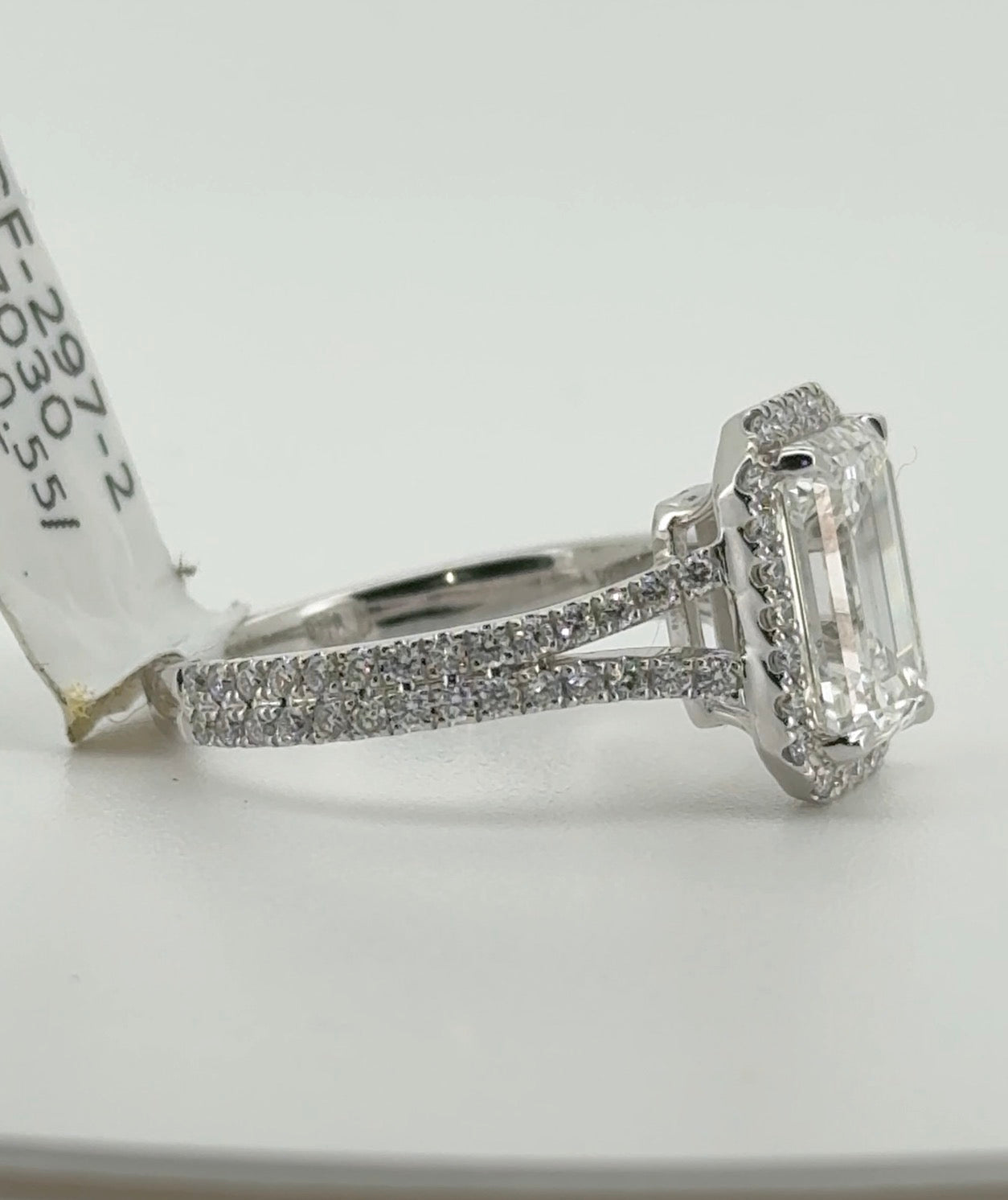 3.02ct Emerald E VVS2 Lab Diamond 14kt White Gold Ring RGF-297-2