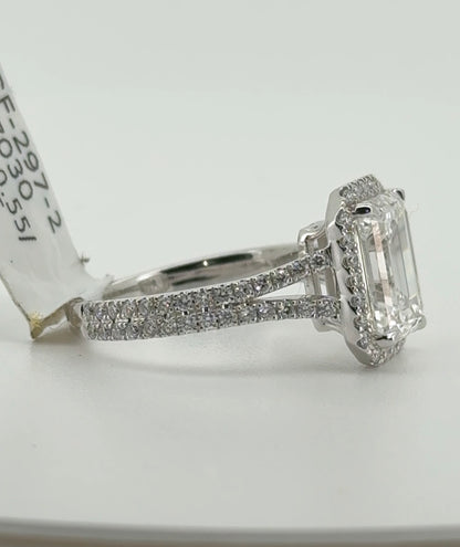 3.02ct Emerald E VVS2 Lab Diamond 14kt White Gold Ring RGF-297-2