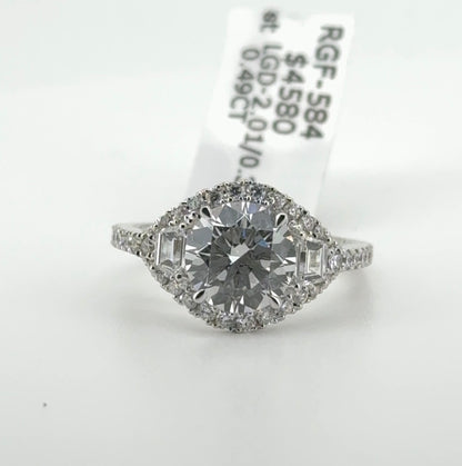 2.01ct Round E VS1 Excellent Cut Lab Diamond 14kt White Gold Ring RGF-584