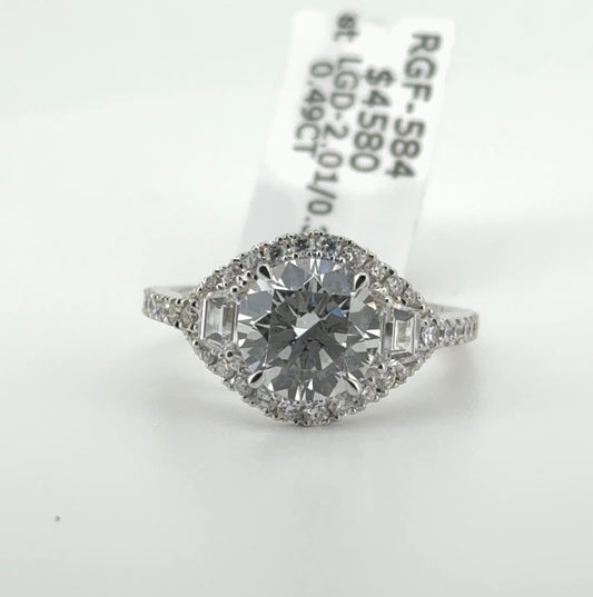 2.01ct Round E VS1 Excellent Cut Lab Diamond 14kt White Gold Ring RGF-584