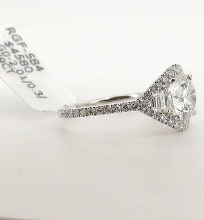 2.01ct Round E VS1 Excellent Cut Lab Diamond 14kt White Gold Ring RGF-584