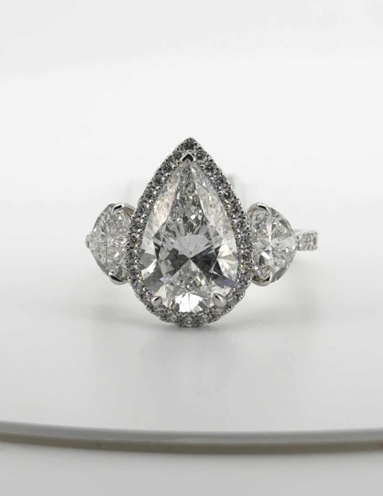 3.05ct Pear D VS1 Lab Diamond 14kt White Gold Ring RGF-318