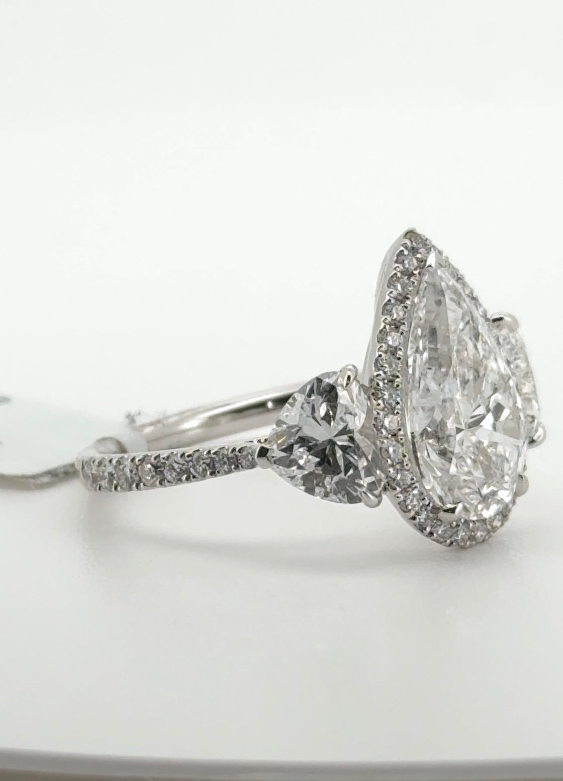 3.05ct Pear D VS1 Lab Diamond 14kt White Gold Ring RGF-318
