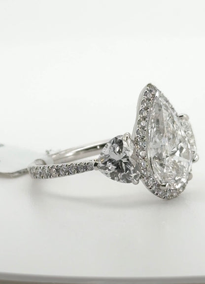 3.05ct Pear D VS1 Lab Diamond 14kt White Gold Ring RGF-318