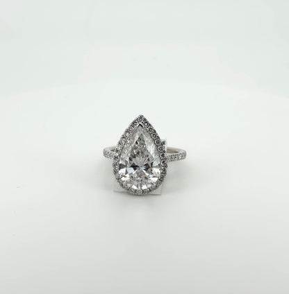 5.04ct Pear F VS1 Lab Diamond 14kt White Gold Ring RGF-656-4