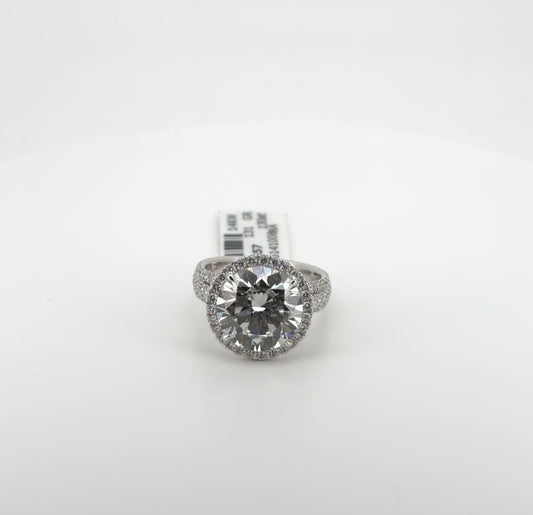 6.01ct Round F VS1 Excellent Cut Lab Diamond 14kt White Gold Ring RGF-662-1