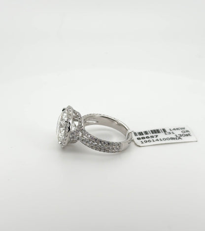 6.01ct Round F VS1 Excellent Cut Lab Diamond 14kt White Gold Ring RGF-662-1