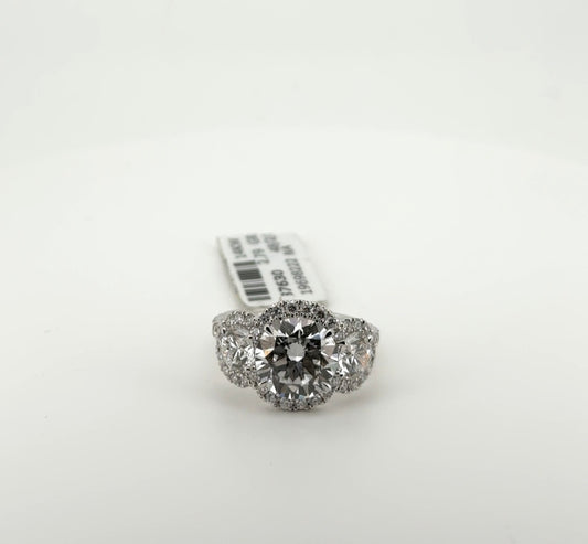 3.01ct Round E VVS2 Excellent Cut 14kt White Gold Ring RGF-517-4