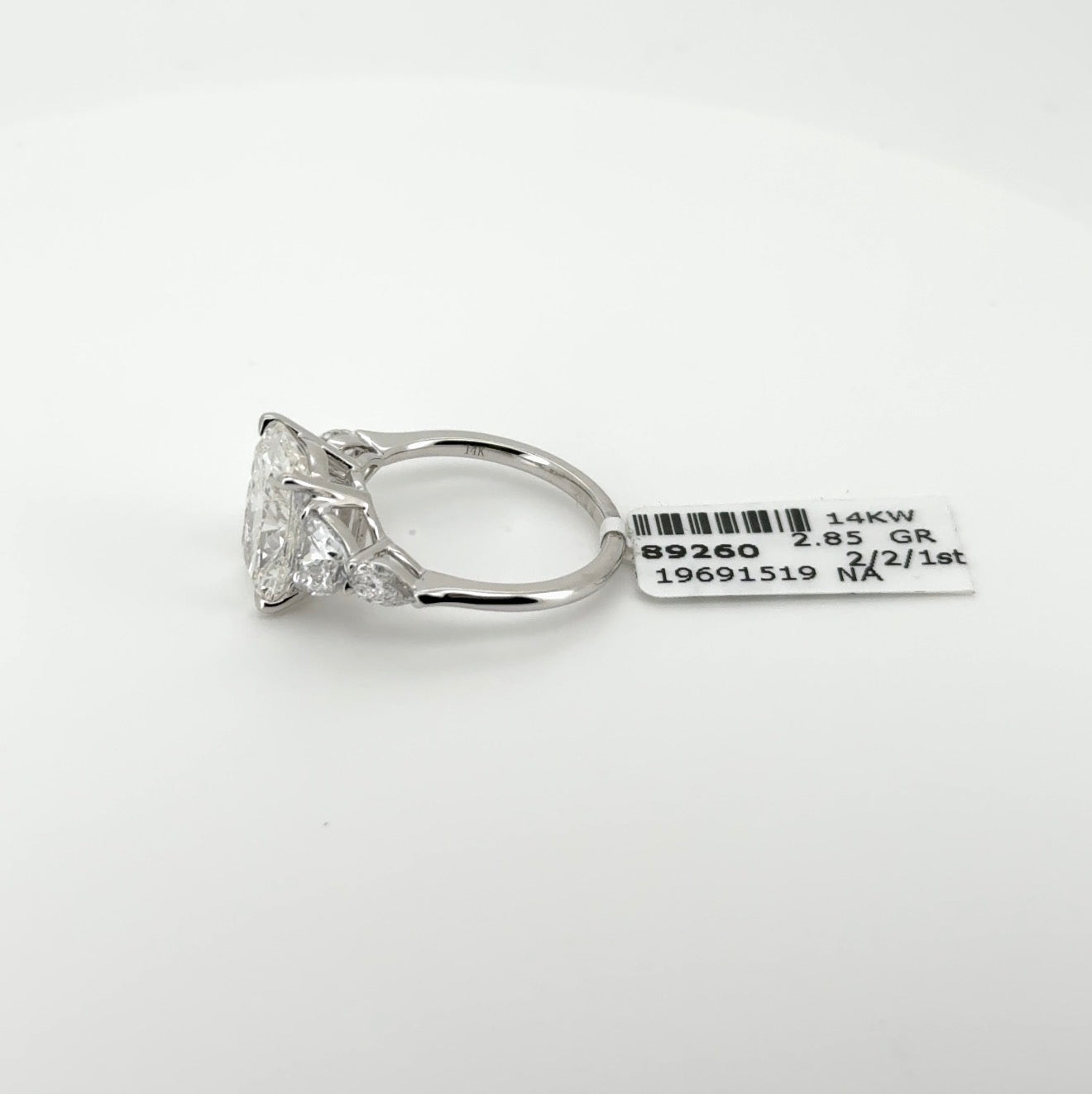 4.07ct Cushion F VS1 Lab Diamond 14kt White Gold Ring RGF-615-1
