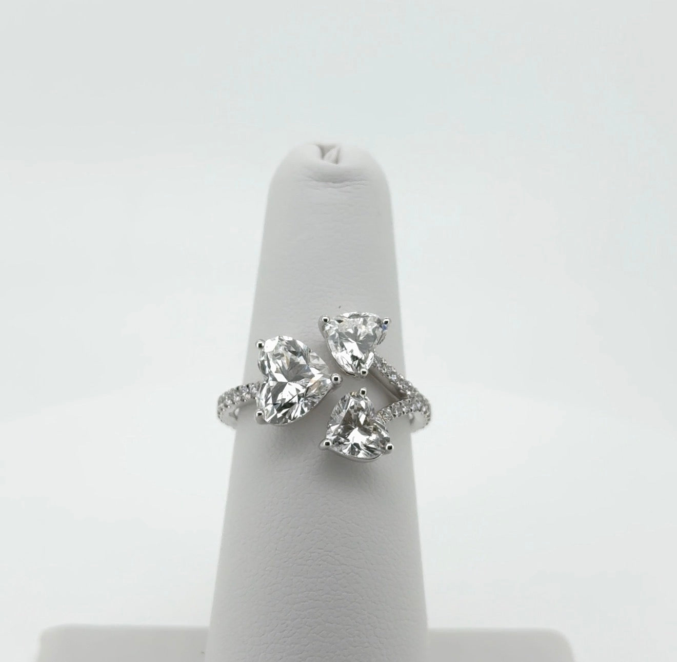 3.48ctw Heart Lab Diamond 14kt White Gold 3-Stone Ring RGF-362-2