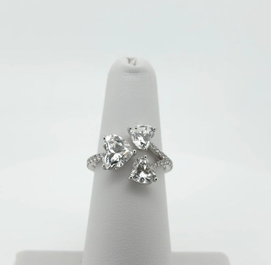3.48ctw Heart Lab Diamond 14kt White Gold 3-Stone Ring RGF-362-2