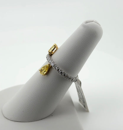 1.53ctw Yellow Oval and Pear Lab Diamonds 14kt White Gold Ring RGF-646-1