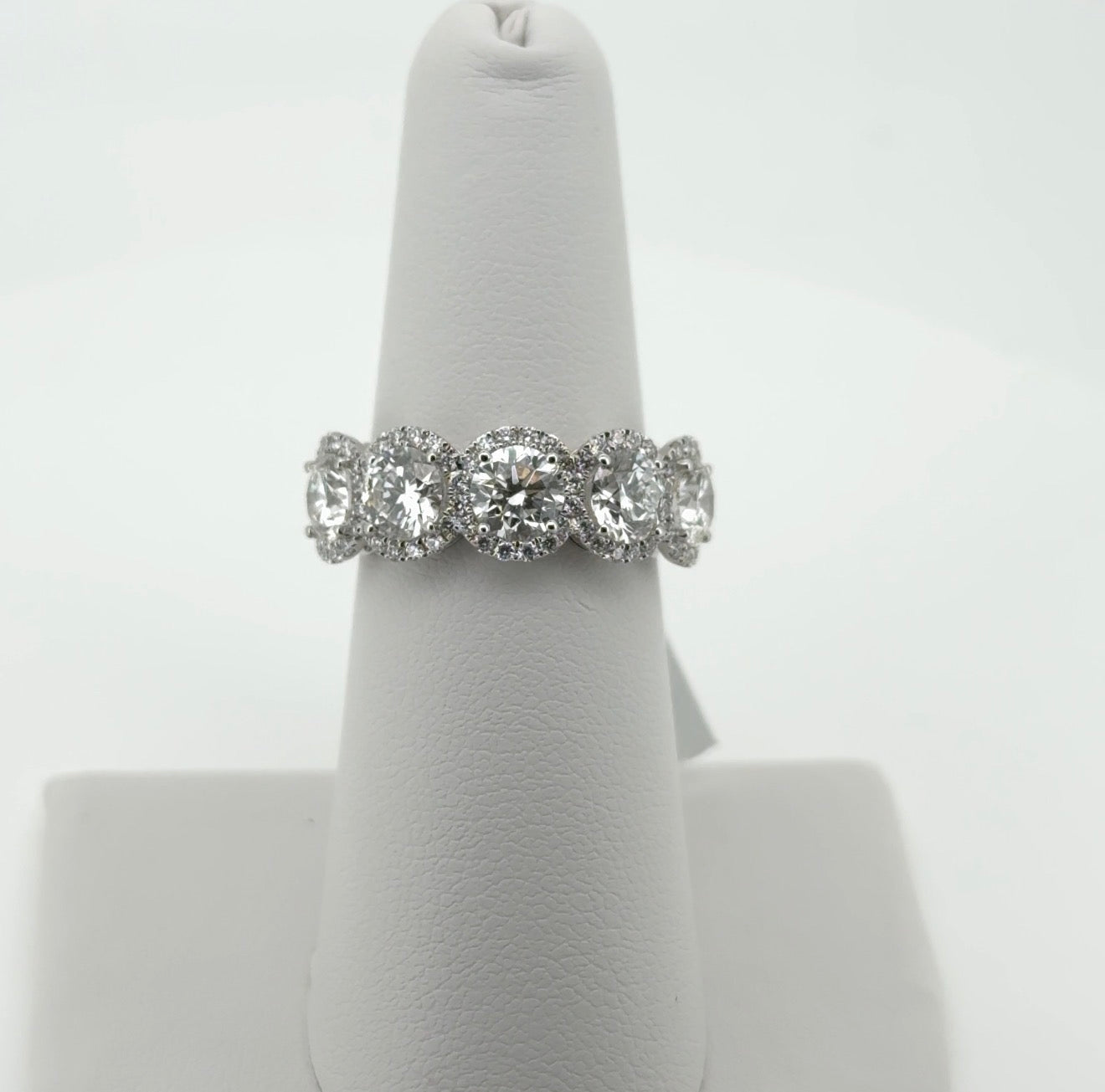 3.13ctw Round Lab Diamond 14kt White Gold 5-Stone Ring SA5827R