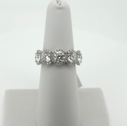 3.13ctw Round Lab Diamond 14kt White Gold 5-Stone Ring SA5827R