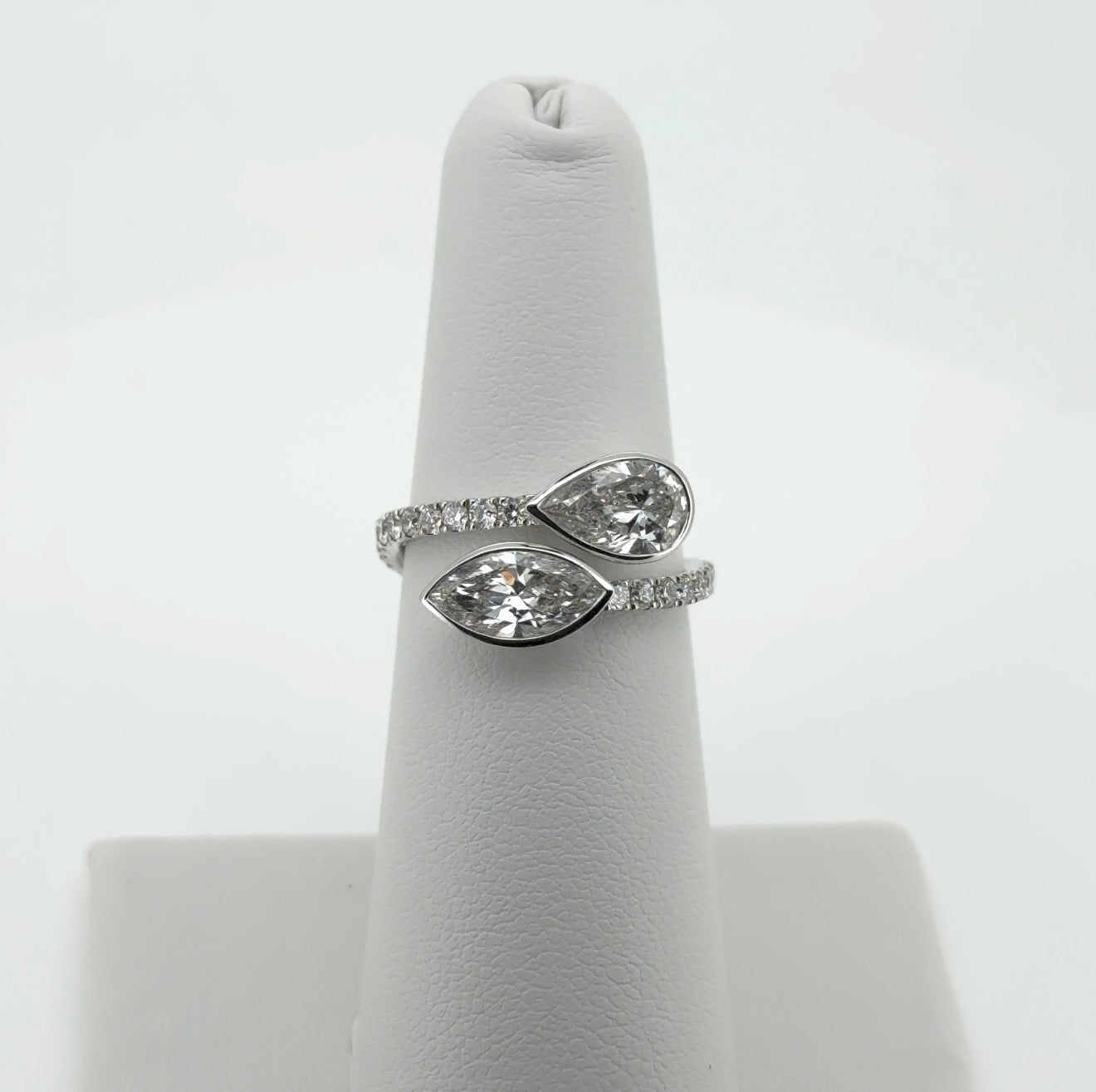 2.50ctw Pear & Marquise Lab Diamond 14kt White Gold Bezel Ring RGF-171