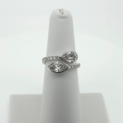 2.50ctw Pear & Marquise Lab Diamond 14kt White Gold Bezel Ring RGF-171
