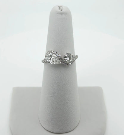 2.04ctw Round and Pear Lab Diamonds 14kt White Gold Ring RGF-432-5