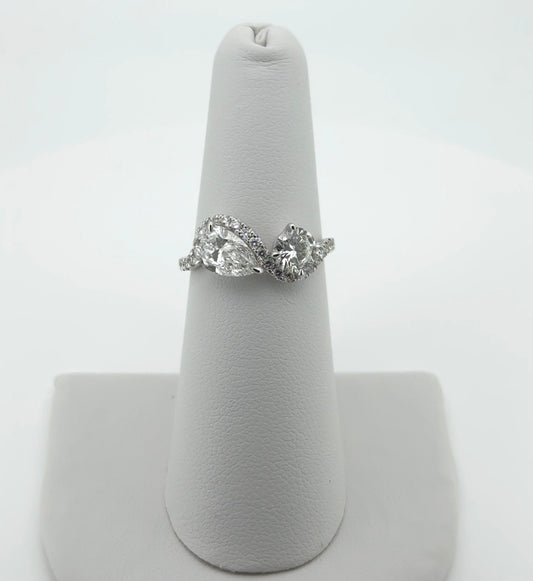 2.04ctw Round and Pear Lab Diamonds 14kt White Gold Ring RGF-432-5