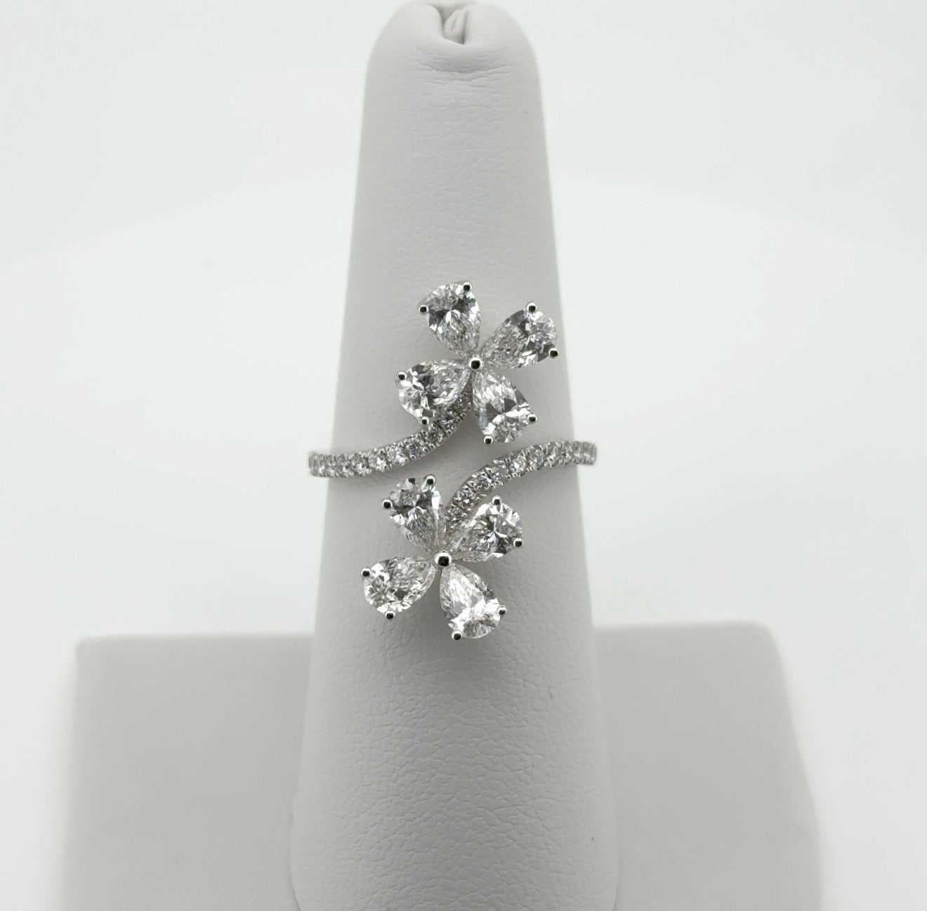 2.51ctw Pear Lab Diamonds 14kt White Gold Flower Ring RGF-562