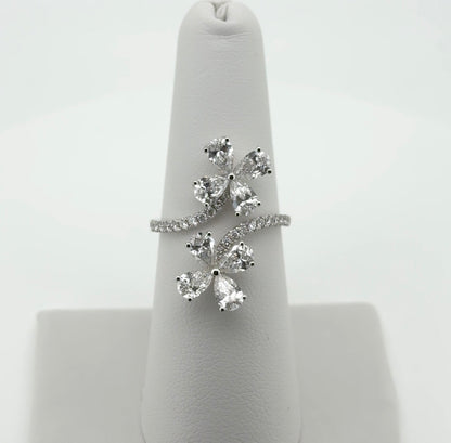 2.51ctw Pear Lab Diamonds 14kt White Gold Flower Ring RGF-562