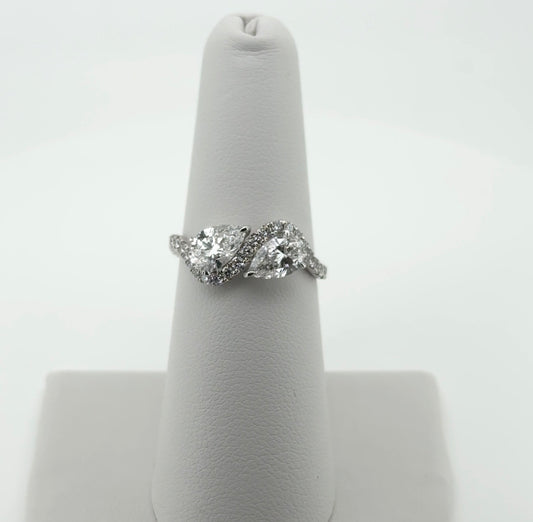 1.85ctw Pear Lab Diamond 14kt White Gold Bypass Ring RGF-430-4