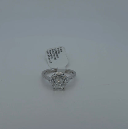 3.01ct Cushion F VVS2 Lab Diamond 14kt White Gold Ring RGF-729