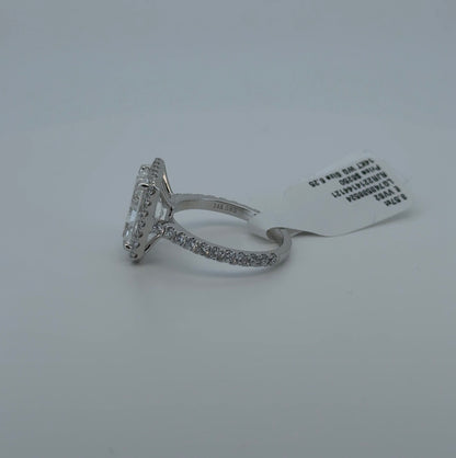 3.57ct Radiant E VVS2 Lab Diamond 14kt White Gold Ring SA5329R-10.71x7.56