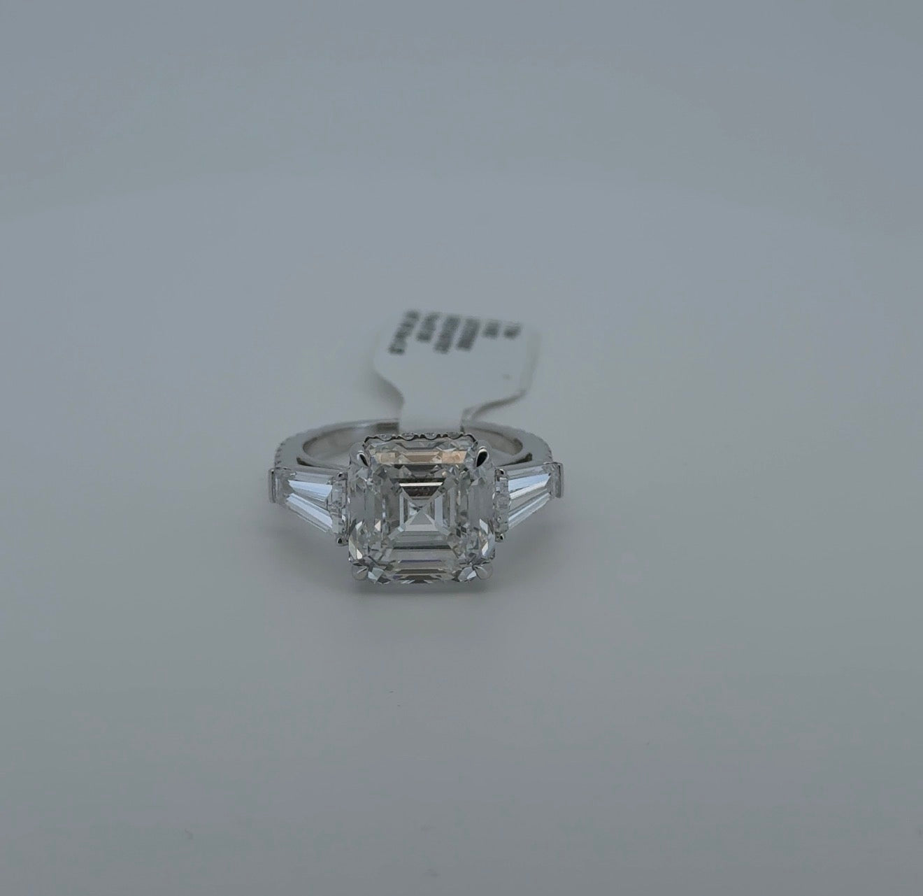 7.15ct Asscher E VVS2 Lab Diamond 14kt White Gold Ring SA5731R-10.5