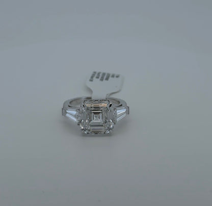 7.15ct Asscher E VVS2 Lab Diamond 14kt White Gold Ring SA5731R-10.5